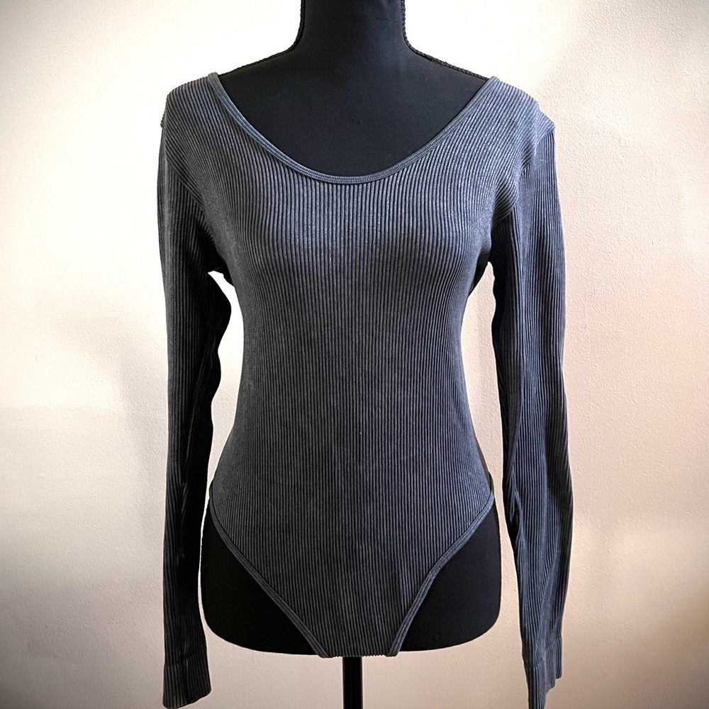 Primark Gray Ribbed Bodysuit - Picture 1 of 5